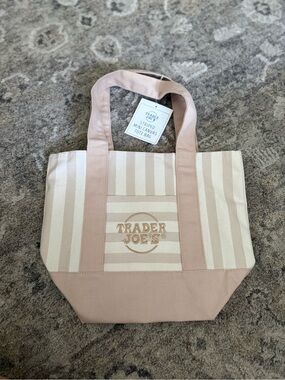 NWT Trader Joe’s Mini Canvas Tote Bag in Tan/Cream